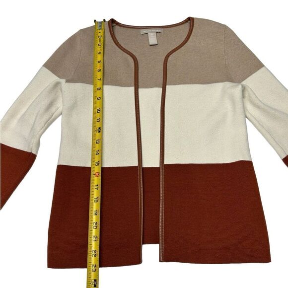 Banana Republic Silk Blend Color Block Cardigan Fall Colors Beige Dark Orange - Picture 8 of 9